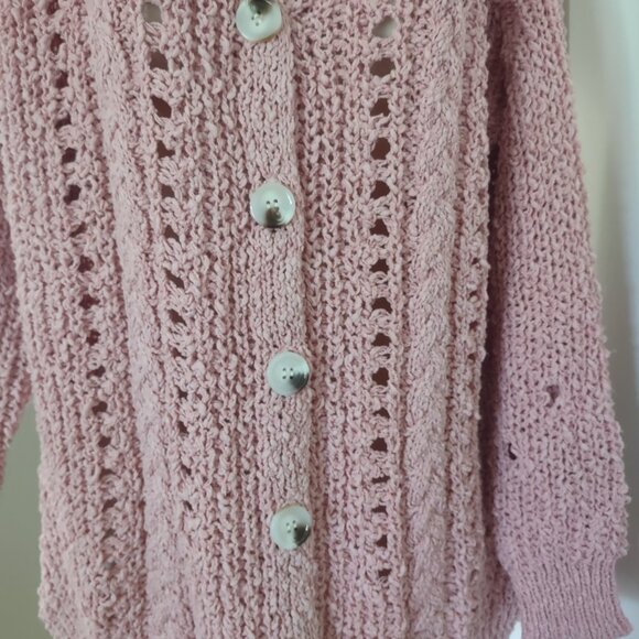 Adora Oversized Dusty Pink Rose Open Knit Cardigan Sweater Size S/M - Picture 4 of 6
